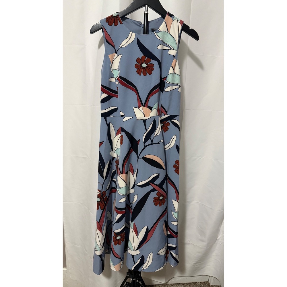 Ann Taylor Petite Blue Floral Sleeveless Fit & Flare Midi Dress‎ Size 0P